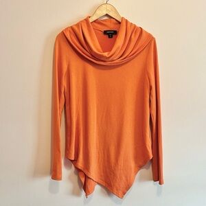 Karen Kane Women's Orange Cowl Neck Sweater handkerchief hem medium